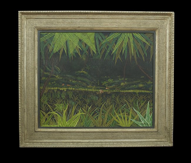 Victor Joseph Gatto (American, 1893-1965): Victor Joseph Gatto (American, 1893-1965), "Tigers in the Jungle", oil on canvas, signed lower right, 25" x 30-1/2". Framed.