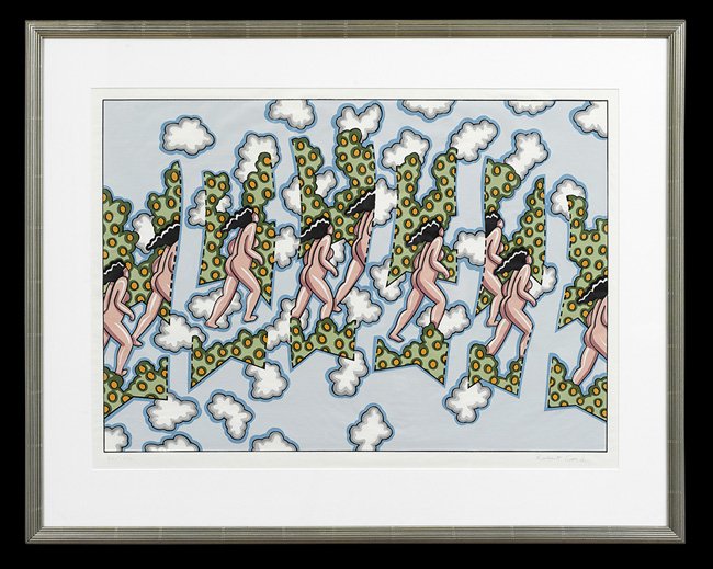 Robert Gordy (American/Louisiana, 1933-1986): Robert Gordy (American/Louisiana, 1933-1986), "Hesperides", 1972, silkscreen, pencil-signed lower right and numbered "86/100" lower left, 21" x 29". Matted, glazed and framed.