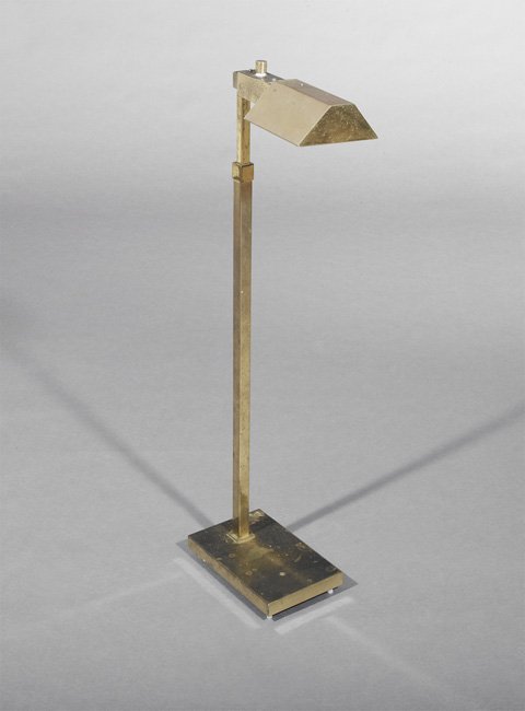 Vintage Casella Brass Adjustable Floor Lamp: Vintage Casella Brass Adjustable Floor Lamp, 1970's, bearing the original Casella, San Francisco, California, paper label, h. 31-1/2", extended h. 48", w. 6-1/4", d. 13".