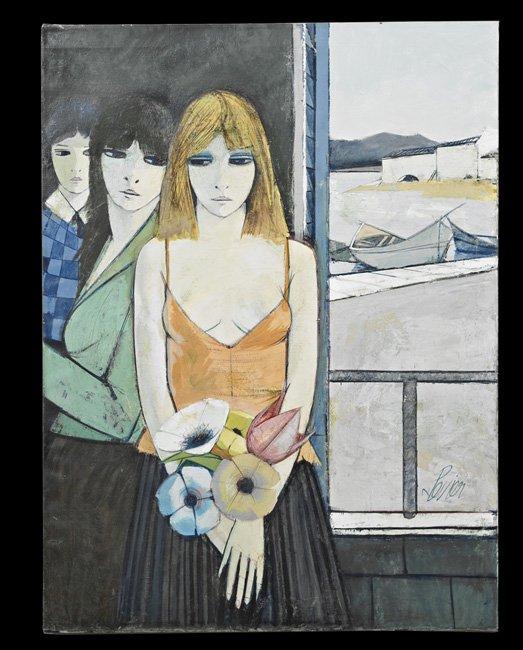 Charles Levier (French, 1920-2003): Charles Levier (French, 1920-2003), "Solitude", oil on canvas, signed lower right, signed and titled en verso, 40" x 30". Unframed.