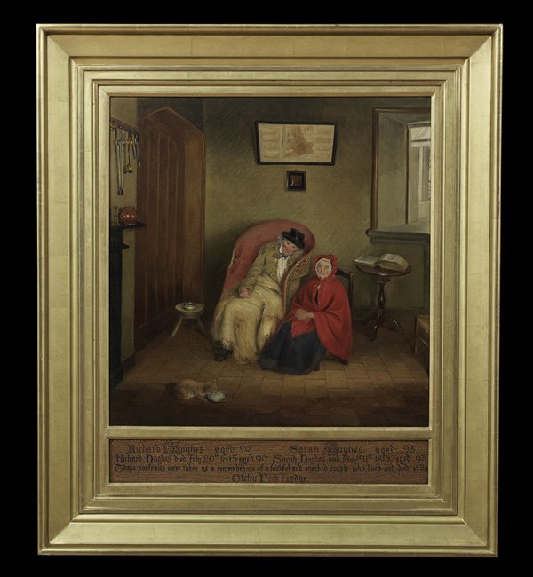 British School (19th Century): British School (19th Century), "Memento Mori; Richard Hughes and Sarah Hughes", oil on canvas, signed "Edward Lloyd Ellesmore", dated "July 22, 1845" lower left, explanatory inscription at bottom edge