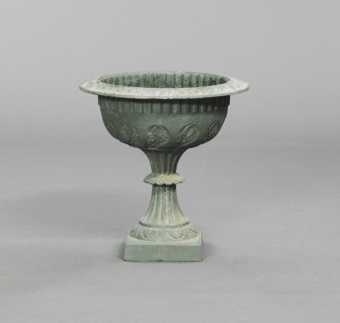 Cast Iron Garden Urn of Chalice Form: Cast Iron Garden Urn of Chalice Form, early 20th century, h. 21", dia. 20".