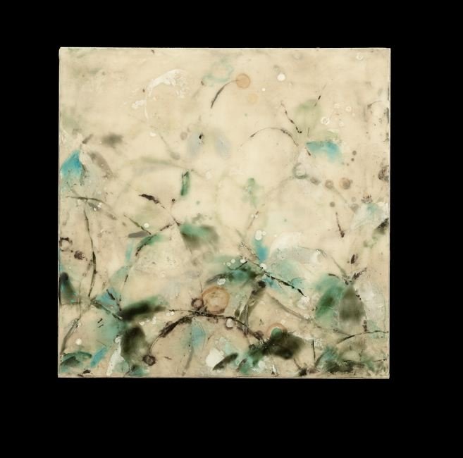 Betsy Eby (American/Oregon, b. 1967): Betsy Eby (American/Oregon, b. 1967), "Untitled - Small Square #8", 2006, encaustic on panel, signed and titled en verso, 15" x 15". Unframed. Provenance: Winston Wachter Mayer Fine Art, Seattle, Wash