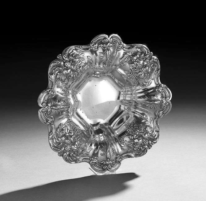 Francis I Sterling Silver Large Vegetable Bowl: Reed & Barton "Francis I" Sterling Silver Large Vegetable Bowl, 1949, the pattern designed in 1907 by Ernest Meyers, Taunton, Massachusetts, inscribed on the underside "B.F. - R.T.C. / August 27, 1949