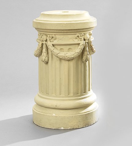 Classical-Style Cast Plaster and Polychromed Pedestal: Large Classical-Style Cast Plaster and Polychromed Pedestal, 20th century, h. 34-1/2", dia. 20".