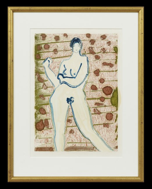 March Avery (American, b. 1932): March Avery (American, b. 1932), "Standing Nude", 1981, monotype, signed and dated lower left, sight 21-1/2" x 15". Glazed, matted and framed. Provenance: Marguerite Oestreicher Fine Arts, New Orleans