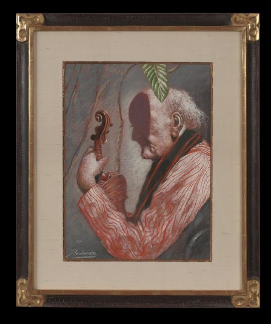 Noel Rockmore (American/New Orleans, 1928-1995): Noel Rockmore (American/New Orleans, 1928-1995), "Bill Russell", 1988, pastel on paper, signed, dated, and titled lower left, sight 21-1/2" x 16". Matted, glazed and framed.