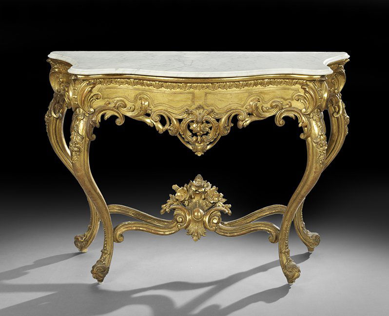 Rococo Giltwood and Marble-Top Side Table (1 of 2)