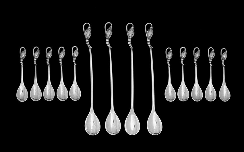 14 Pieces of Jensen "Blossom" Silver Flatware (1 of 1)