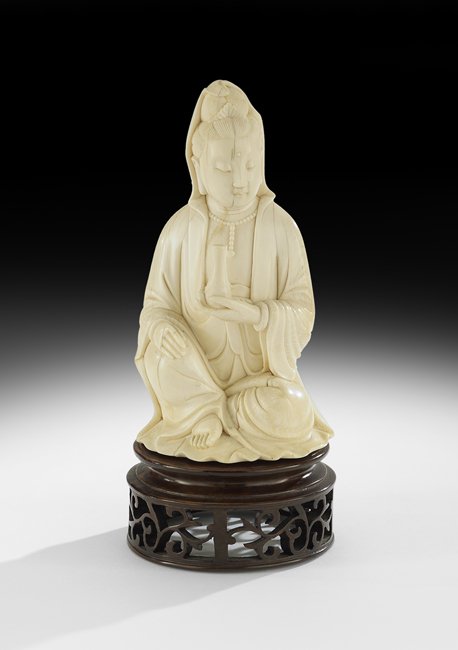 Chinese Antique Carved Ivory Figure of Guanyin (1 of 3)
