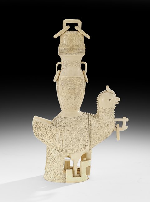 Chinese Carved Antique Ivory Ewer (1 of 3)