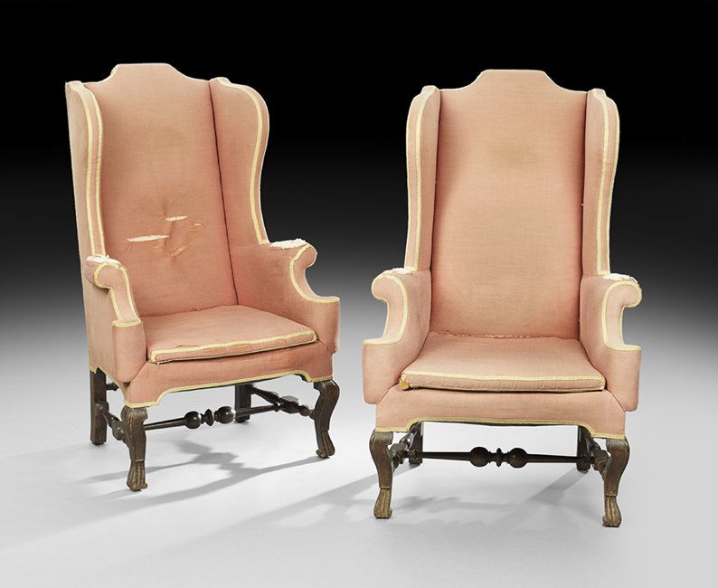 Pair of Flemish Mahogany Wing Chairs (1 of 1)