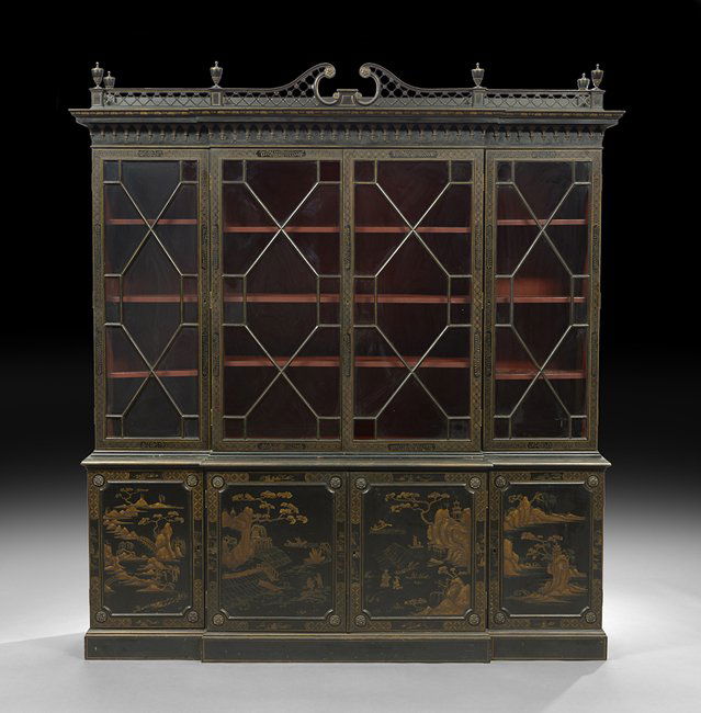 George III-Style Japanned Breakfront Bookcase (1 of 5)