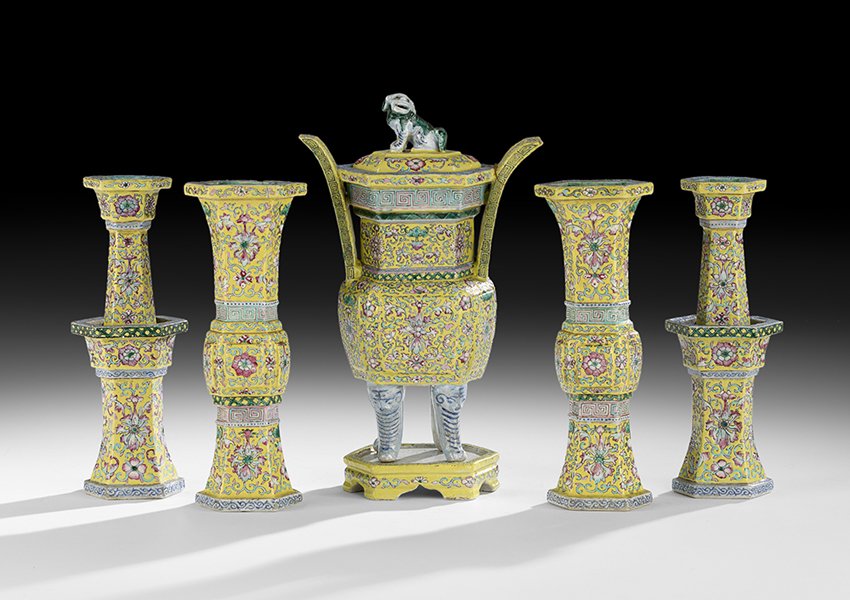 Five-Piece Chinese Porcelain Garniture Set (1 of 2)