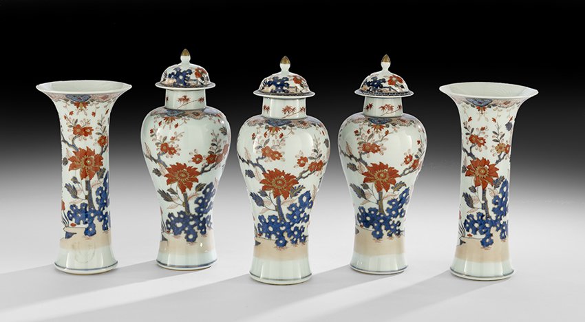 Five-Piece Chinese Imari Porcelain Garniture Set (1 of 1)
