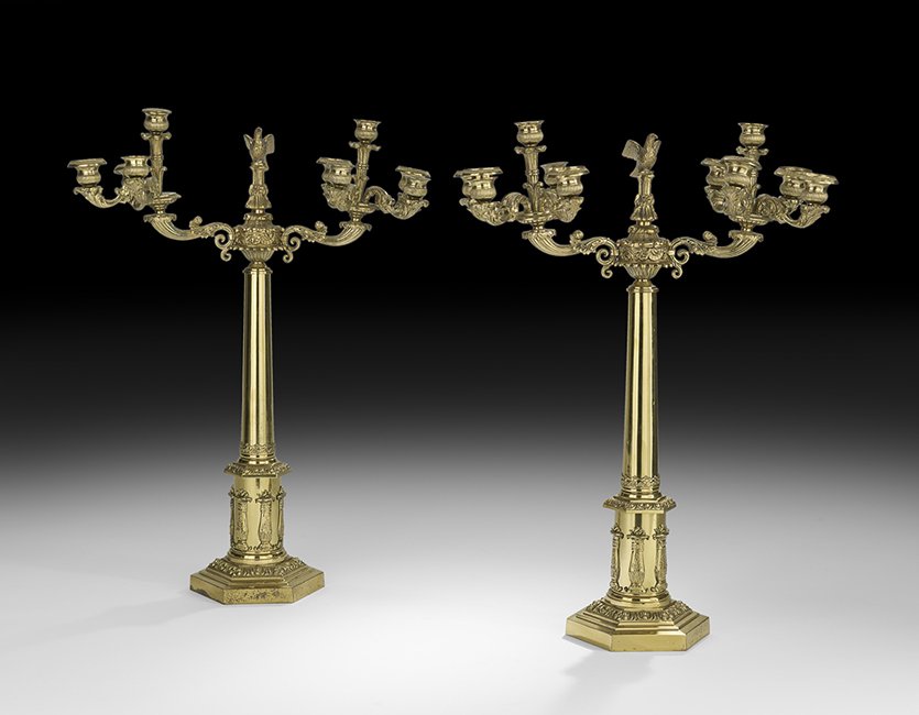 Pair of Neoclassical Bronze Candelabra (1 of 1)