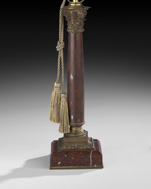 French Marble and Bronze Column Lamp (1 of 2)