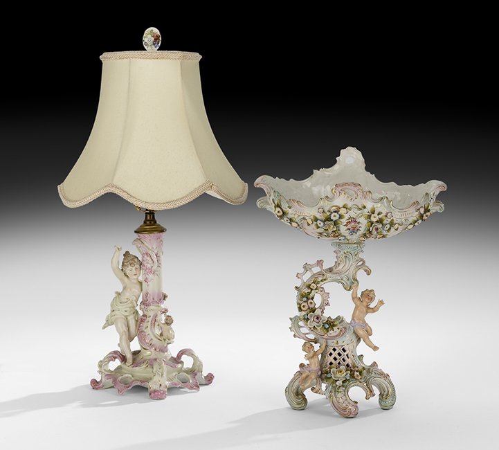 Two Dresden Porcelain Figural Compotes (1 of 1)
