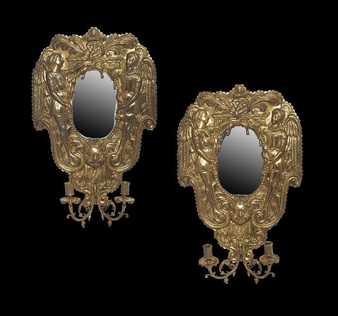 Pair of Dutch Brass Sconces in the Baroque Style (1 of 1)