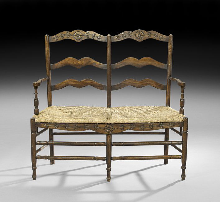Provincial Louis XV-Style Double Chairback Settee (1 of 1)