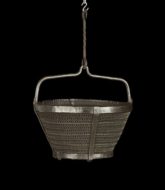 Unusual Metal Strapwork and Wire Basket (1 of 1)