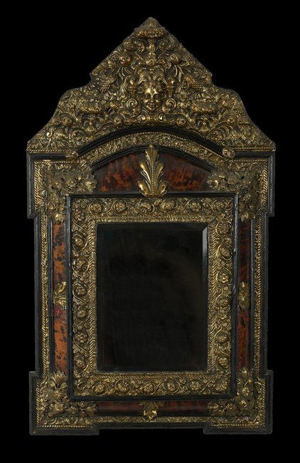 Baroque-Style Tortoiseshell and Ebonized Mirror (1 of 1)
