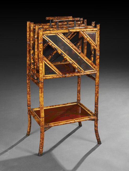 Japanese Export Bamboo and Lacquer Magazine Stand (1 of 1)