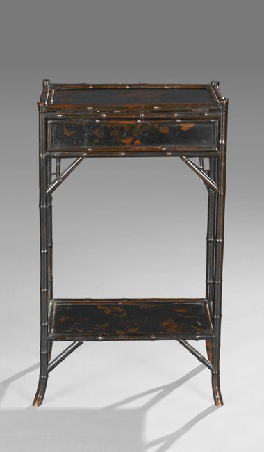 Franco-Japonesque Bamboo and Lacquer Work Table (1 of 1)