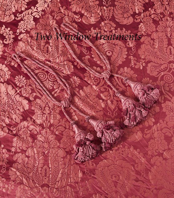 Pair of Burgundy Floral Silk Brocade Draperies (1 of 3)