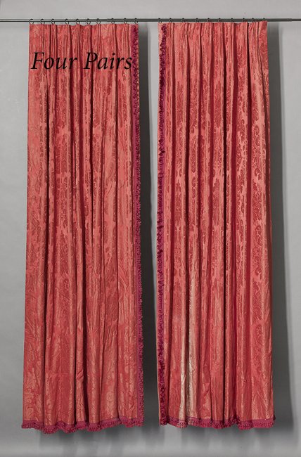 Five Crimson Brocade Drapery Panels (1 of 1)
