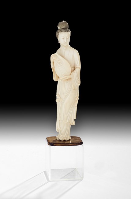 Chinese Carved Antique Ivory Figure of a Musician (1 of 1)