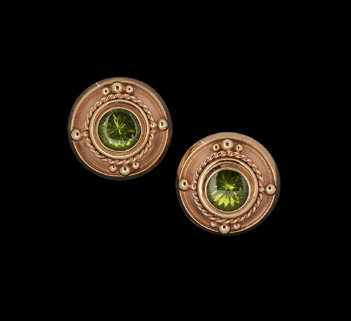 Pair of "Esteram" 14 Kt. Gold & Peridot Ear Clips (1 of 1)