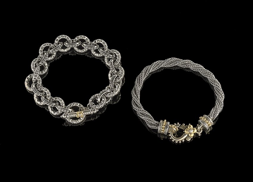 Two Bixby Silver, 18 Kt. and Diamond Bracelets (1 of 1)