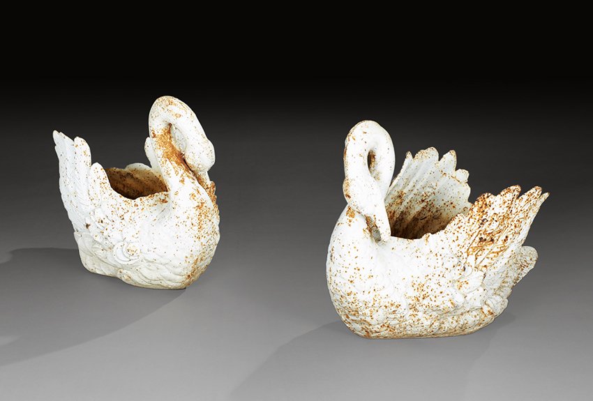 Pair of Antique Cast Iron Planters (1 of 1)