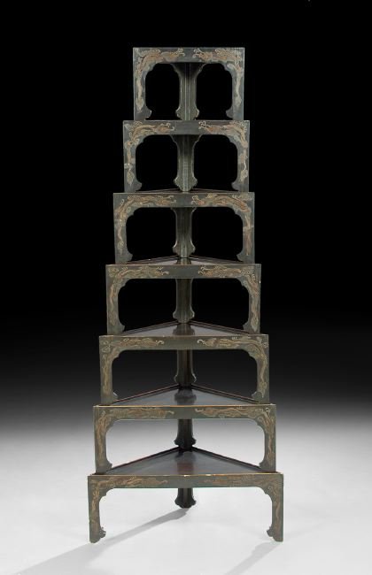 Seven Japanese Lacquer Corner Nesting Tables (1 of 1)