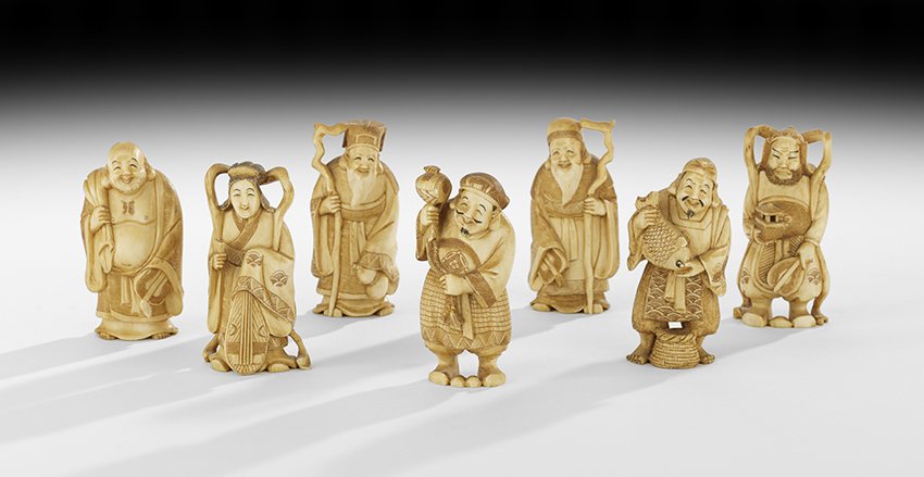 Seven Japanese Antique Ivory Netsuke (1 of 2)