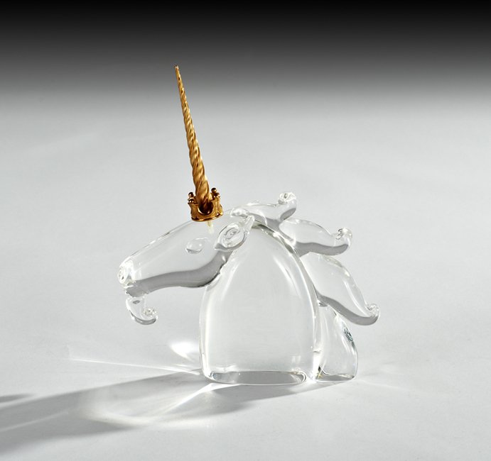 Steuben Crystal and Gilt-Bronze Unicorn (1 of 1)