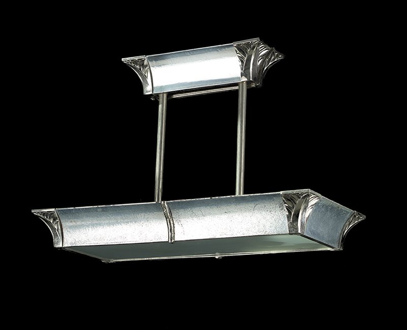 Two Art Deco Frosted Glass and Metal Chandeliers (1 of 2)