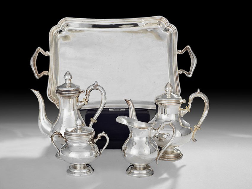 Five-Piece Peruvian Silver Tete-a-Tete Tea Set (1 of 1)
