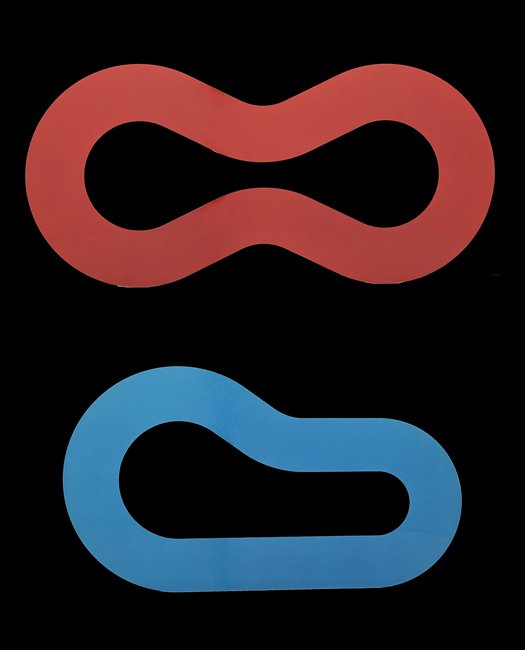 Christian Eckart (Canadian/Houston, b. 1959): Christian Eckart (Canadian/Houston, b. 1959), "Diptych", acrylic urethane on aluminum plate, from the Circuit Painting series, 27" x 56" and 28" x 48". Eckart's monumental amorphous structures are des