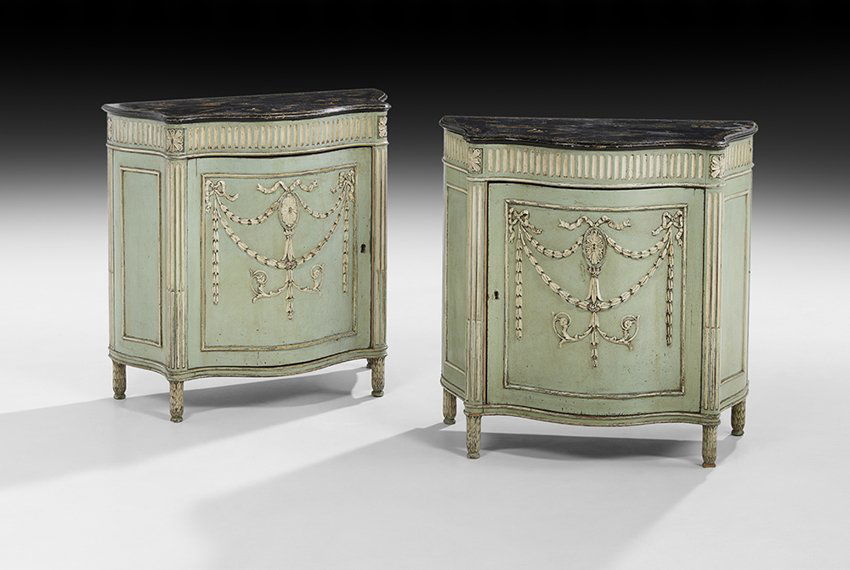 Pair of Adam-Style Polychrome Cabinets (1 of 2)