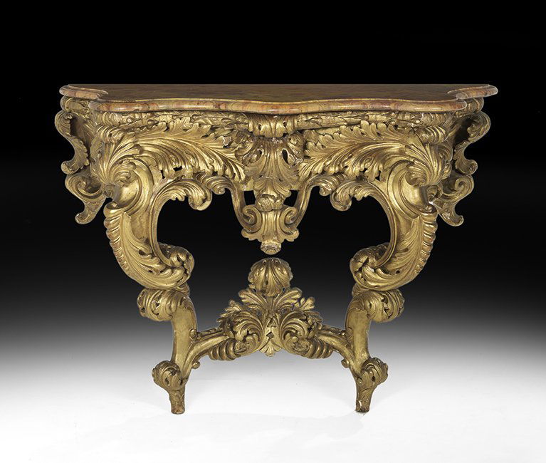 Italian Giltwood and Marble-Top Console Table (1 of 1)
