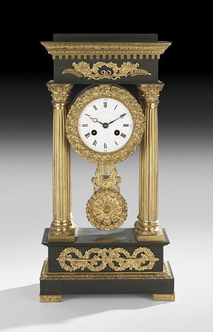 French Empire-Style Bronze Portico Clock (1 of 2)