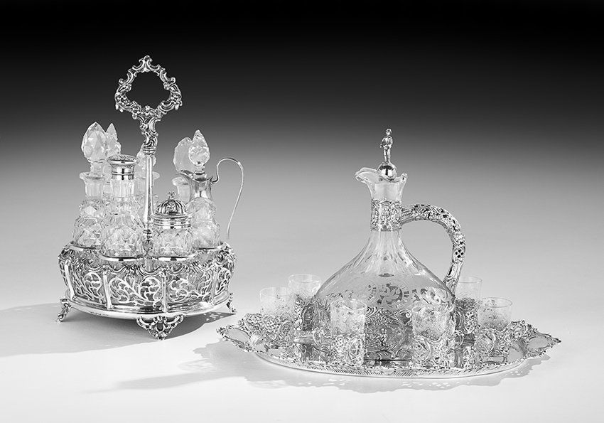 Victorian and German Silver and Glass Table Sets (1 of 1)