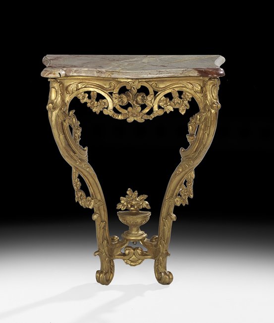 Louis XV-Style Marble-Top Console Table (1 of 1)