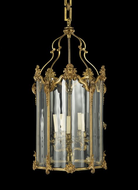 French Gilt-Bronze and Glass Hall Lantern (1 of 1)
