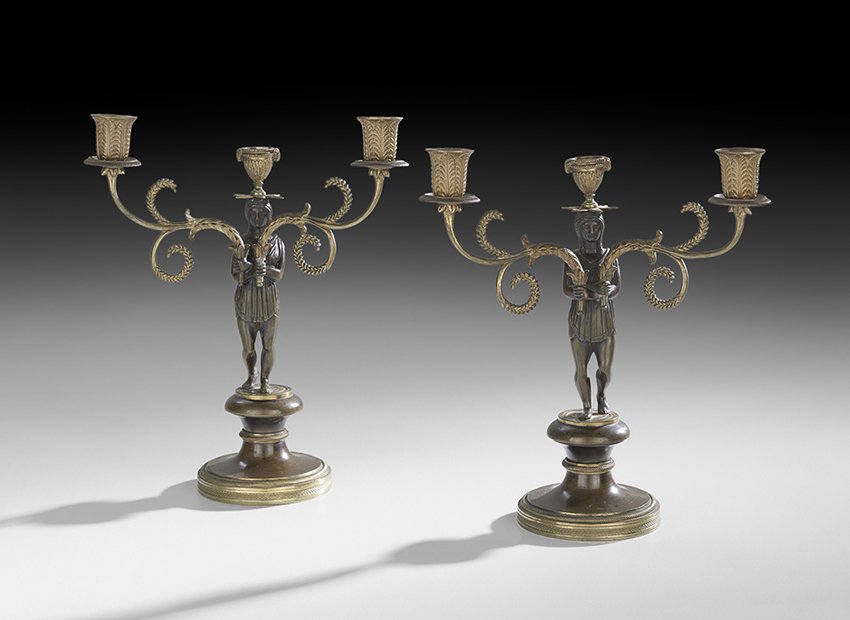 Pair of English Regency Bronze Candelabra (1 of 2)