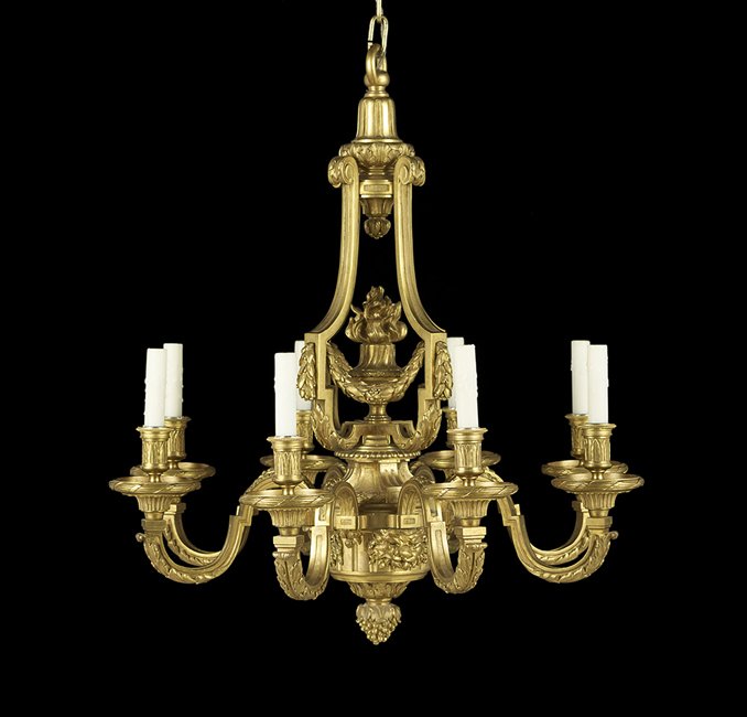 French Gilt-Bronze Eight-Light Chandelier (1 of 1)
