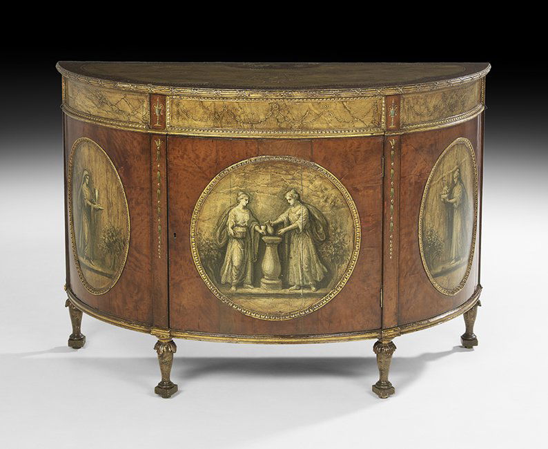 George III-Style Polychrome Demi-lune Cabinet (1 of 5)
