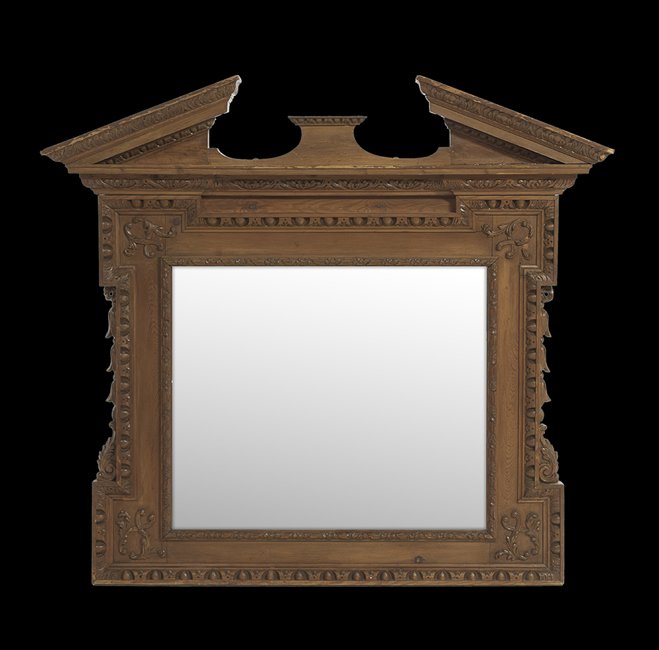 George II-Style Carved Deal Overmantel Mirror (1 of 1)
